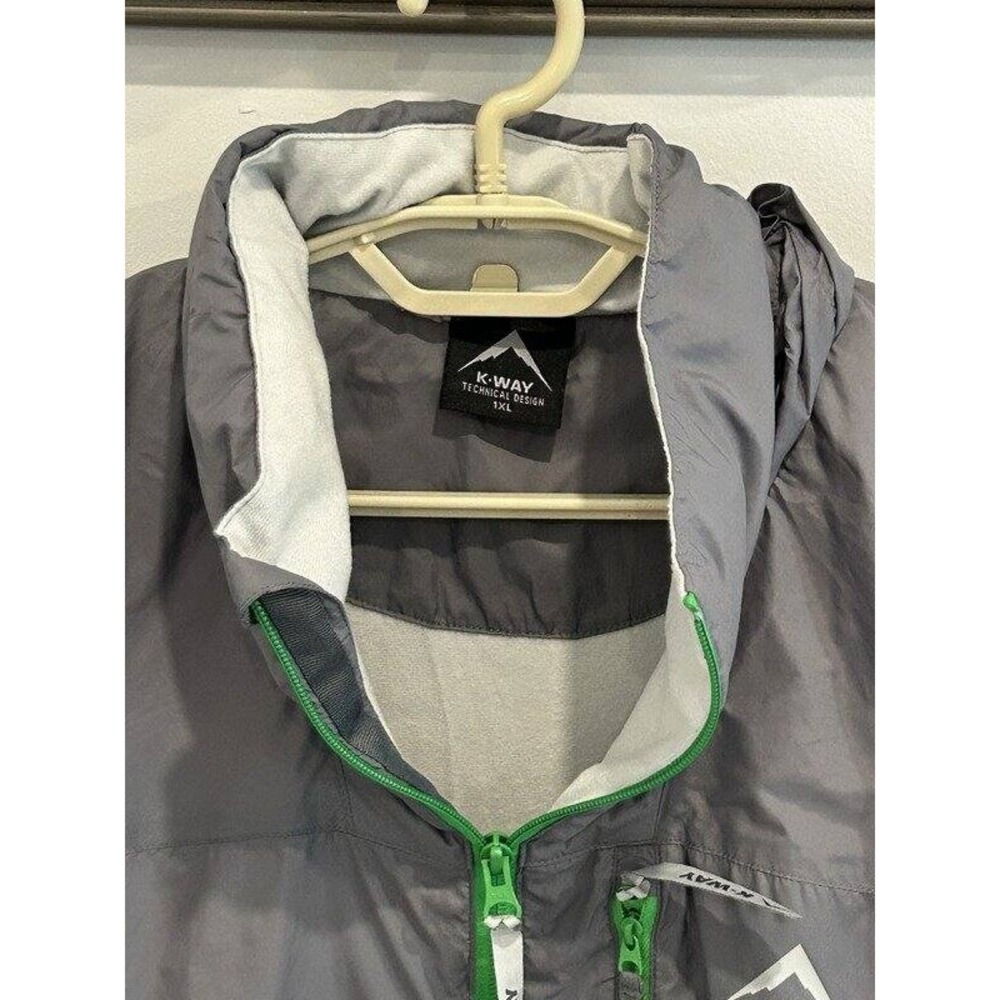 K-Way Acurx'14 Thin Shell Nylon Windbreaker Jacket Packable Lined Tech Gray 1X - Picture 4 of 15